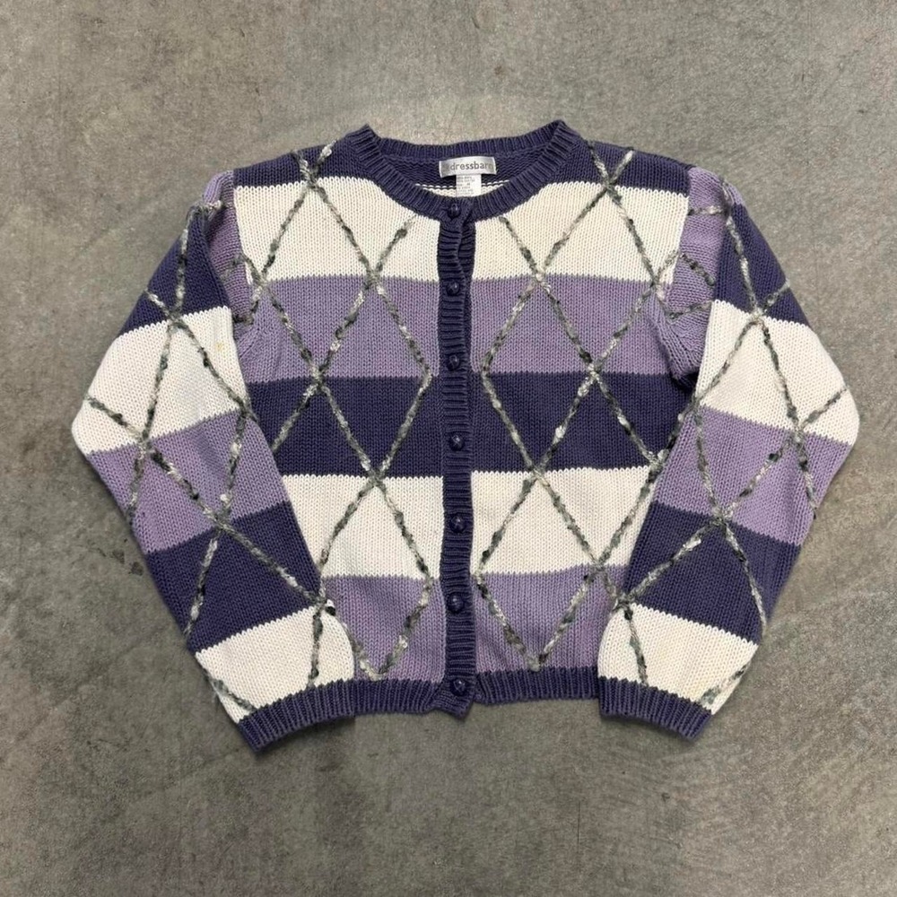 Women's Purple Sweater Cardigan  Ramie Cotton Blend Girlie Indie Medium